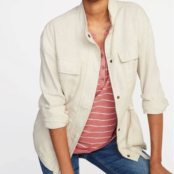 Old Navy cream beige linen SAFARI Anorak
HOWLITE utility jacket coastal Beach S - Picture 2 of 13